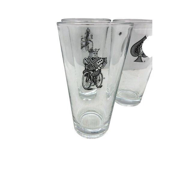 Vintage set of 4 Bicycle Cards Poker Night Beer Glasses - Picture 8 of 10